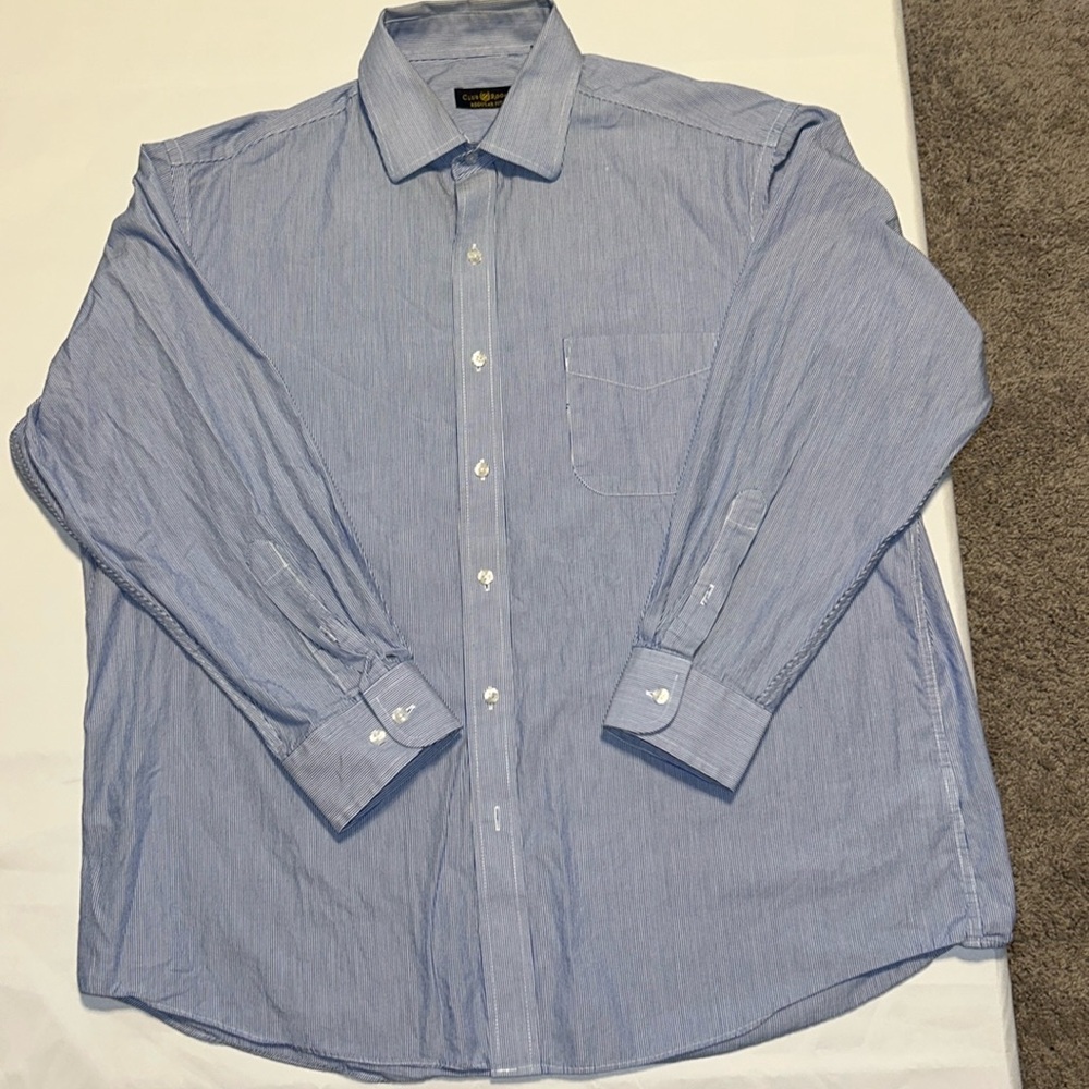 Club Room Mens Regular Blue/White pinned stripes 17- 32/33
